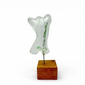 Vintage Art Glass Nude Male Bust Torso Sculpture on Wood Block 11 1/2”